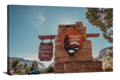 Zion National Park Sign, 2020 - Canvas Wrap