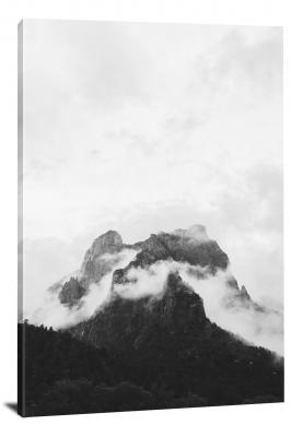 B&W Shrouded Mountain, 2017 - Canvas Wrap
