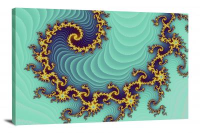 Teal and Yellow Fractals, 2022 - Canvas Wrap