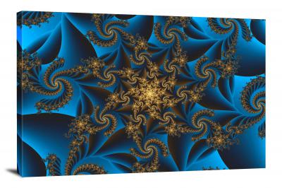 Blue and Gold Fractals, 2022 - Canvas Wrap