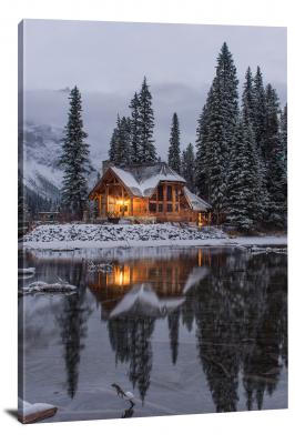 Emerald Lake Winter Cabin, 2017 - Canvas Wrap