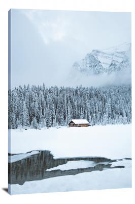 Lake Louise Frozen Cabin, 2018 - Canvas Wrap