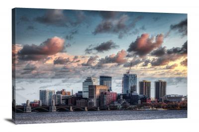 Downtown Boston Cloudy, 2020 - Canvas Wrap
