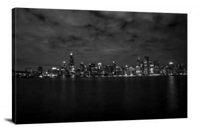 B&W Chicago View, 2016 - Canvas Wrap