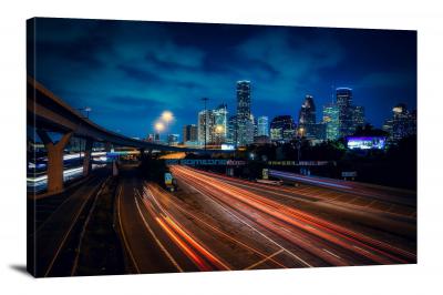 Downtown Houston at Night, 2017 - Canvas Wrap