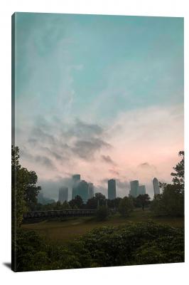Houston Skyline in the Morning, 2020 - Canvas Wrap