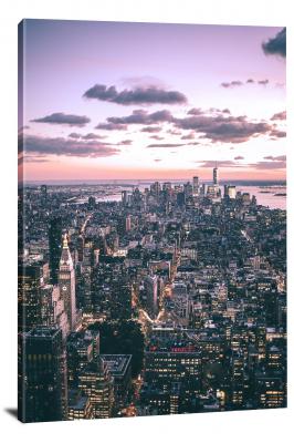New York City Lights at Sunset, 2021 - Canvas Wrap