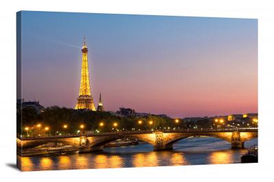 Eiffel Tower Sunset, 2015 - Canvas Wrap