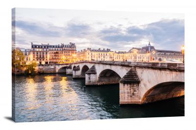 Illuminated Bridge on Seine, 2016 - Canvas Wrap