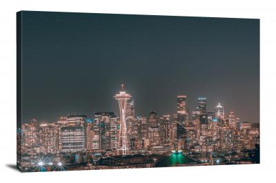 Seattle Skyline at Night, 2021 - Canvas Wrap