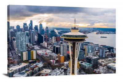 Aeirial View of Seattle, 2018 - Canvas Wrap