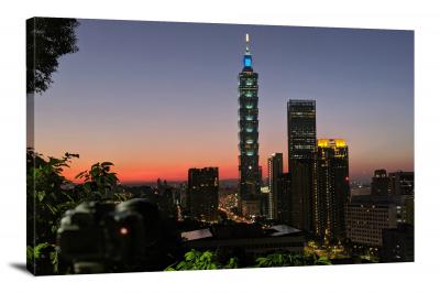 Taipei Buildings at Sunset, 2019 - Canvas Wrap