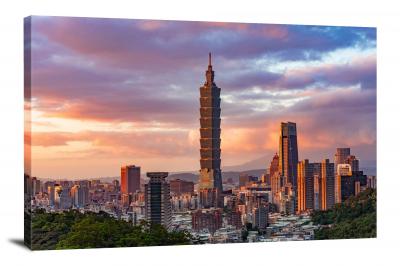 Taipei City Sunset, 2021 - Canvas Wrap