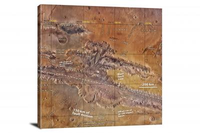 Valles Marineris Educational,  - Canvas Wrap