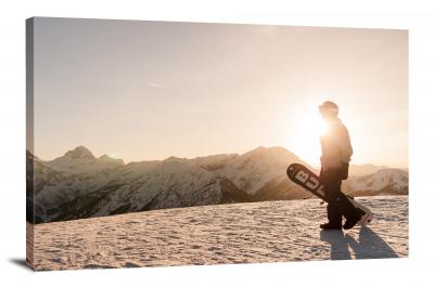 Snowboarding at Sunset, 2021 - Canvas Wrap