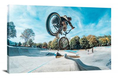 BMX Rider in Concrete Skatepark, 2019 - Canvas Wrap