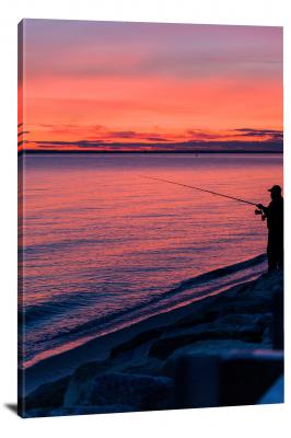 Fishing Against the Purple Sky, 2021 - Canvas Wrap