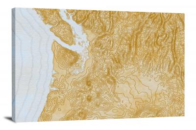 Custom Topography Map Canvas Wrap: Watercolor Style