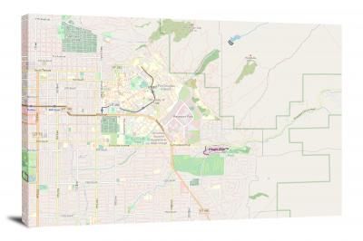 Custom Topography Map Canvas Wrap: Open Streets Style