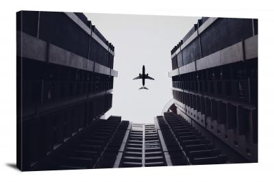 Plane Amidst Buildings, 2019 - Canvas Wrap