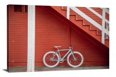 Bike Under a Red Staircase, 2019 - Canvas Wrap