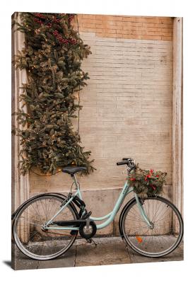 Bike with Evergreen Branches, 2020 - Canvas Wrap