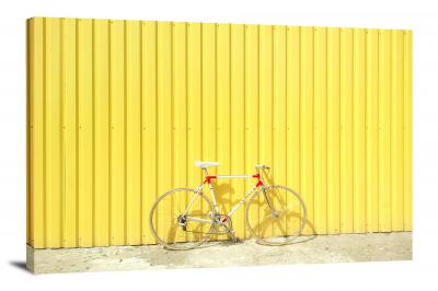 Bicycle Against Yellow Wall, 2015 - Canvas Wrap