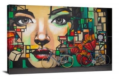Bikes Against a Mural, 2017 - Canvas Wrap