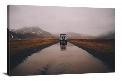 Land Rover in Foggy Skógar Region, 2017 - Canvas Wrap