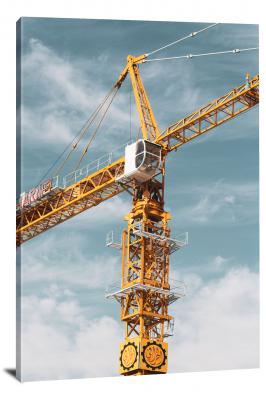 Yellow Construction Crane, 2020 - Canvas Wrap