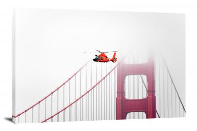 Helicopter Over the Golden Gate Bridge, 2021 - Canvas Wrap