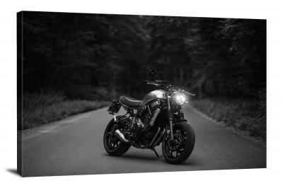 B&W Motorcycle on the Road, 2020 - Canvas Wrap