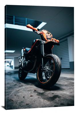 Black and Orange Motorcycle, 2021 - Canvas Wrap