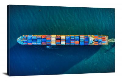 Aerial View of a Cargo Ship, 2021 - Canvas Wrap