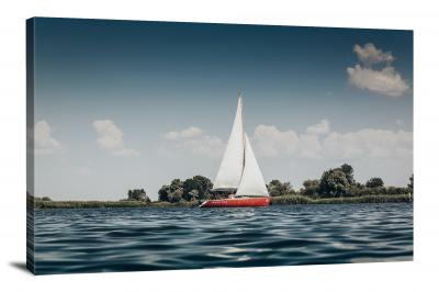 Red Boat in the Water, 2019 - Canvas Wrap