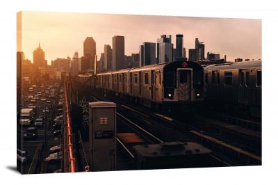 Trains in the City, 2018 - Canvas Wrap