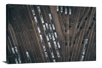 Aerial View of Train Yard, 2022 - Canvas Wrap