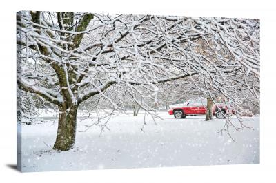 Red Truck through the Snow, 2019 - Canvas Wrap