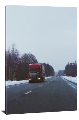 Truck Down Snowy Roads, 2021 - Canvas Wrap