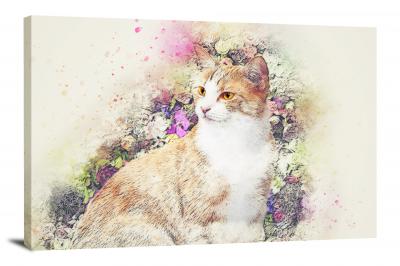Brown and White Cat, 2017 - Canvas Wrap