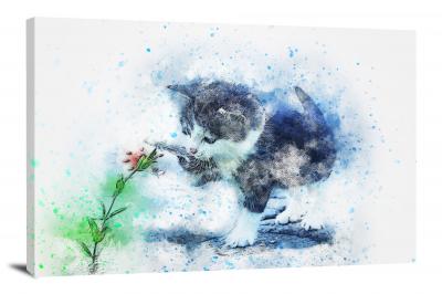 Cat Playing with a Plant, 2017 - Canvas Wrap