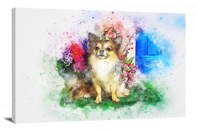Little Dog With Flowers, 2018 - Canvas Wrap