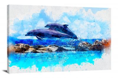 Jumping Dolphins, 2018 - Canvas Wrap