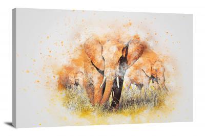 Orange Elephant Painting, 2018 - Canvas Wrap
