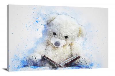 Teddy Bear Reading, 2017 - Canvas Wrap