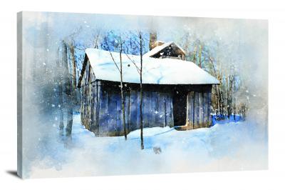 Snowy Cabin, 2017 - Canvas Wrap