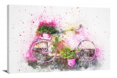 Pink Bike with Flowers, 2017 - Canvas Wrap