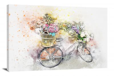 Bike with Flowers, 2017 - Canvas Wrap
