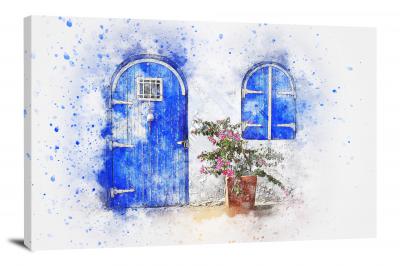 Blue Door and Window, 2017 - Canvas Wrap