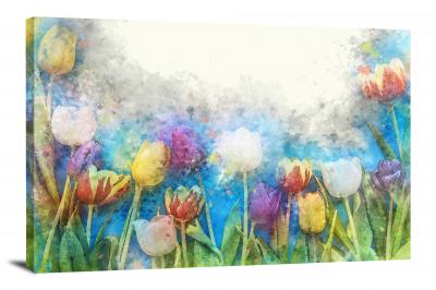 Watercolor Tulips, 2018 - Canvas Wrap
